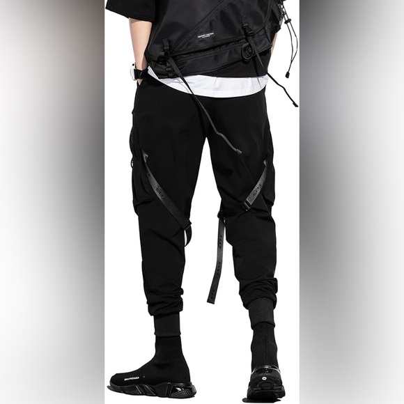 Dudhuh Black Techwear Cargo Jogger Pants Tactical Streetwear Size Small - Picture 2 of 15